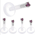 Solid 14K White Gold 1.5mm Genuine Purple Diamond Bioplast Push in Monroe