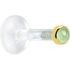 Solid 14K Yellow Gold 2mm Genuine Peridot Bioplast Push in Monroe