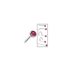 Solid 14K White Gold 2mm Genuine Raspberry Rhodolite Garnet Nose Ring
