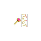 Solid 14K Yellow Gold 2mm Brilliant Pink Synthetic Opal Nose Ring
