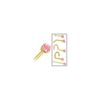 Solid 14K Yellow Gold 2mm Pink Cubic Zirconia Nose Ring