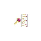 Solid 14K Yellow Gold 2mm Genuine Pink Garnet Nose Ring