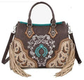 Tan Purse with Turquoise and Fringe