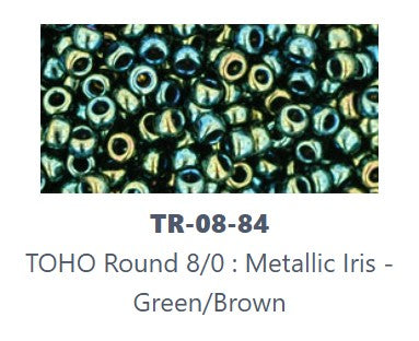 TOHO TR-08-84  8/0 Metallic Iris Green / Brown Seed Beads - 5 or 10 gm