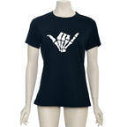 Glow in the Dark Shaka Skelelton Hand Tee Shirt