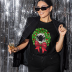 Holiday Vampire Wreath Black Tee Shirt