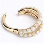 16G 5/16 Solid 14K Yellow Gold Synthetic Opal Hinged Segment Ring