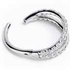 16G 3/8 Solid 14K White Gold Clear CZ Gem Hinged Segment Ring