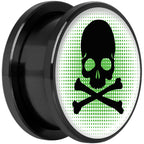 Green Black Skull Black Anodized Screw Fit Plug Set 18mm