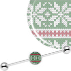 14G Green Red Christmas Sweater Industrial Barbell 37mm