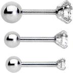 18G 5/16 Clear CZ Gem Tragus Cartilage Earring 3 Pack Set