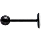 Black on Blue Paw Print Black Barbell Tongue Ring