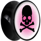 Black Acrylic Pink Black Skull Saddle Plug Set 5/8