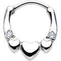16G 5/16 Clear Gem Hearty Hug Hearts Septum Clicker