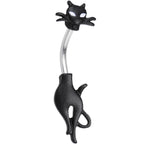 Clear Gem Sleek Black Cat Double Mount Belly Ring