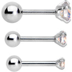 18G 5/16 Aurora CZ Gem Tragus Cartilage Earring 3 Pack Set