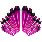 14 to 00G Fuchsia Acrylic Straight Taper Set 18 Piece Stretching Kit