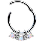 16G 3/8 White Synthetic Opal Dazzle Hinged Segment Ring