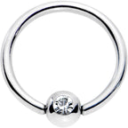 20G 5/16 Clear CZ Gem Steel 3mm Ball BCR Captive Ring