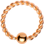 16G 5/16" Rose Gold Tone IP So Twisted Captive Style Seamless Ring