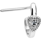 20G Clear Gem Steel Heart Faux Hoop L Shaped Nose Ring