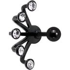 16G 1/4 Clear Gem Black Anodized Glam Fan Cuff Cartilage Earring