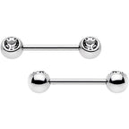Clear Gem Rainbow PVD Stainless Steel Barbell Nipple Ring Set of 4