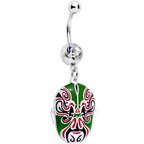 Clear Gem Green Red Samurai Warrior Mask Dangle Belly Ring