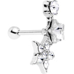 18G 1/4 Clear Gem Star Cartilage Tragus Earring