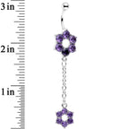 Pretty Purple Gem Sway with the Wind Flower Dangle Belly Ring