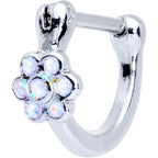 16G 5/16 White Faux Opal Lily Flower Cartilage Clicker