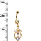 Clear Gem Gold Anodized Celestial Flower Power Dangle Belly Ring