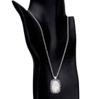 Handcrafted White Faux Opal Splash Silver Plated Chain Necklace
