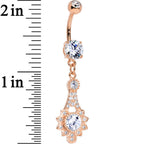 Clear CZ Gem Rose Gold Plated Elegant Embellishment Dangle Belly Ring