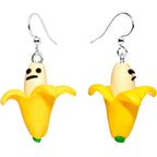 Handcrafted Silver Plated Grumpy Banana Yum Yum Fishhook Earrings