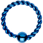 16G 5/16" Light Blue IP So Twisted Captive Style Seamless Ring