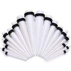 14 to 00G 18 Piece White Acrylic Ear Stretching Taper Kit Set