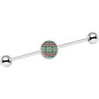 14G Green Red Christmas Sweater Industrial Barbell 37mm