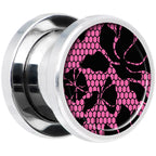 Pink Floral Lace Steel Screw Fit Plug Set 00G