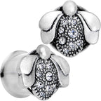 1/2 Clear Gem Steel Allow Me Ladybug Double Flare Tunnel Plug Set