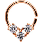 16G Clear CZ Rose Gold Tone Triple Triangle Circular Ring