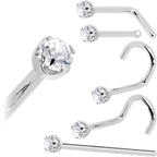 Solid 14K White Gold 2mm Genuine Diamond Nose Ring