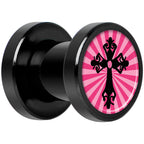 Pink Black Radiant Cross Black Anodized Screw Fit Plug Set 2G