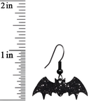 Glittery Black Bat Dangle Earrings