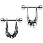 16G 3/8 Steel Beautiful Bow Flower Helix Cartilage Earring Set