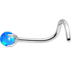 20G Blue Faux Opal Pronged Left Nose Screw