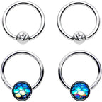 14G Clear Gem Mermaid Scale BCR Captive Nipple Ring Set of 4