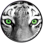 Black White Tiger Eyes Black Barbell Tongue Ring