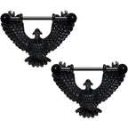 14G 1 1/16 Black Birdseye View Soaring Eagle Nipple Shield Set