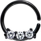 18G 5/16 Clear Cubic Zirconia Black IP Steel Circular Ring